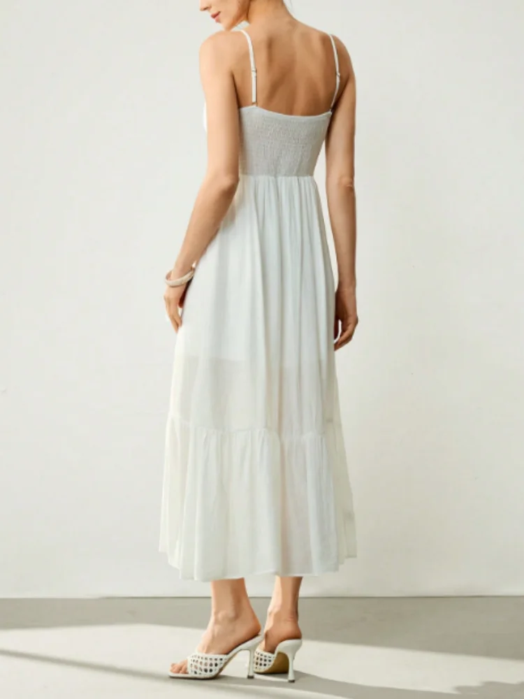 White Sleeveless Women Long Dress