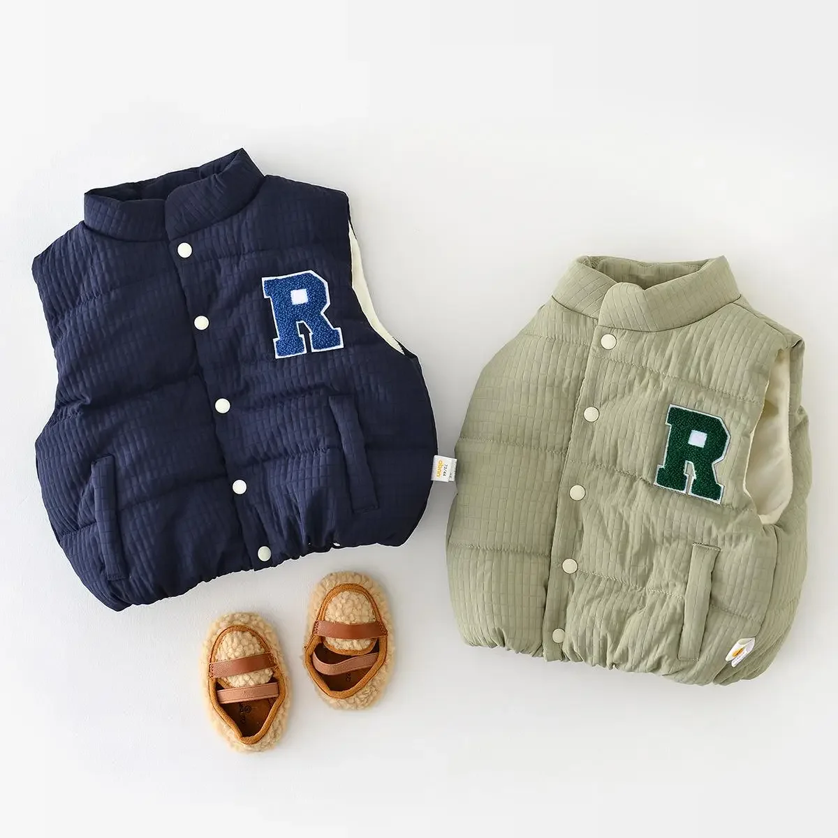 Winter New Baby Sleeveless Warm Vest Cotton Infant Letter Casual Vest Jacket Toddler Boys Girls Thick Windproof Coat