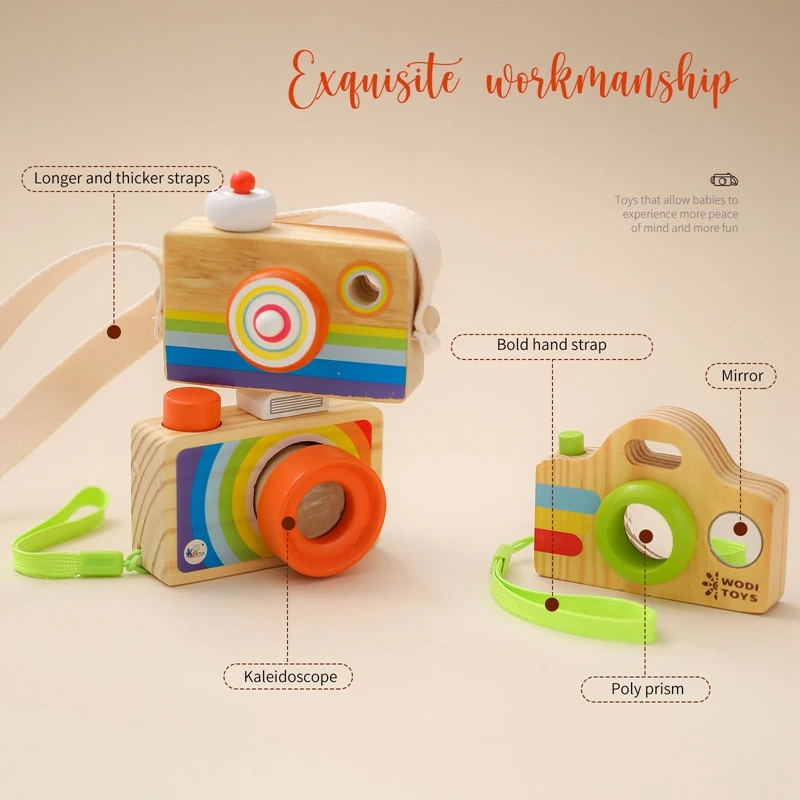 Wooden Fashion Camera Baby Toys Pendant Baby Block Montessori Toys for Children Wooden DIY Presents Nursing Gift Outdoor