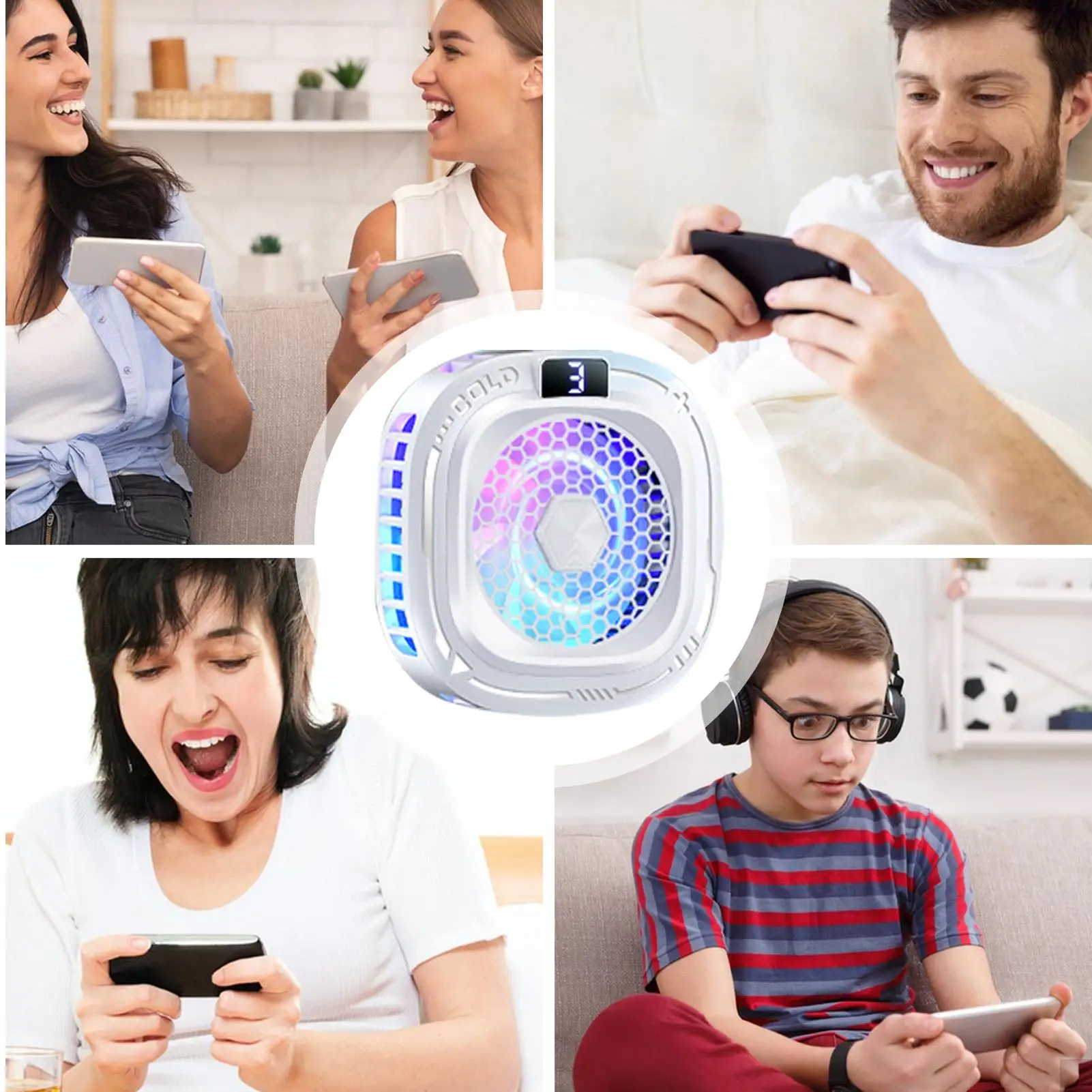 자석식 휴대폰 쿨러 10W 저소음 자석 방열판 3단계 RGB 조명이 있는 게임 라이브 스트리밍 비디오용 휴대폰 방열판