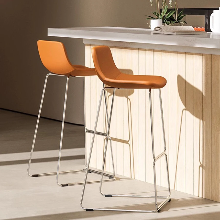 

Orange Simple Bar Chair Garden Breakfast Designer Vintage Thin Japanese Style Recliner Chair Makeup Silla Exclusive Furniture
