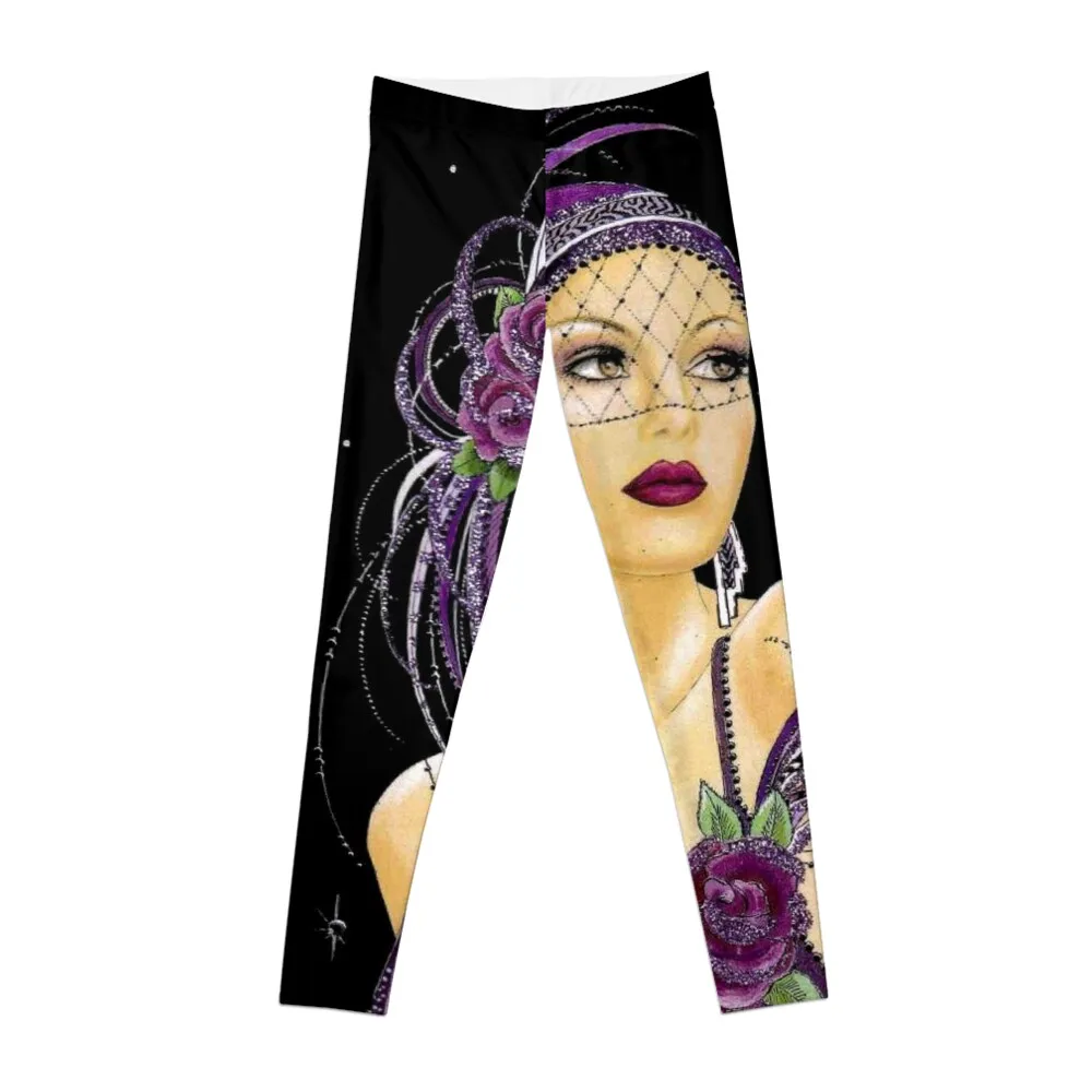 

FLAPPER: винтажные 1930 Леггинсы с принтом в стиле арт-деко, спортивные женские леггинсы для спорта с эффектом пуш-ап, женские леггинсы для спортзала