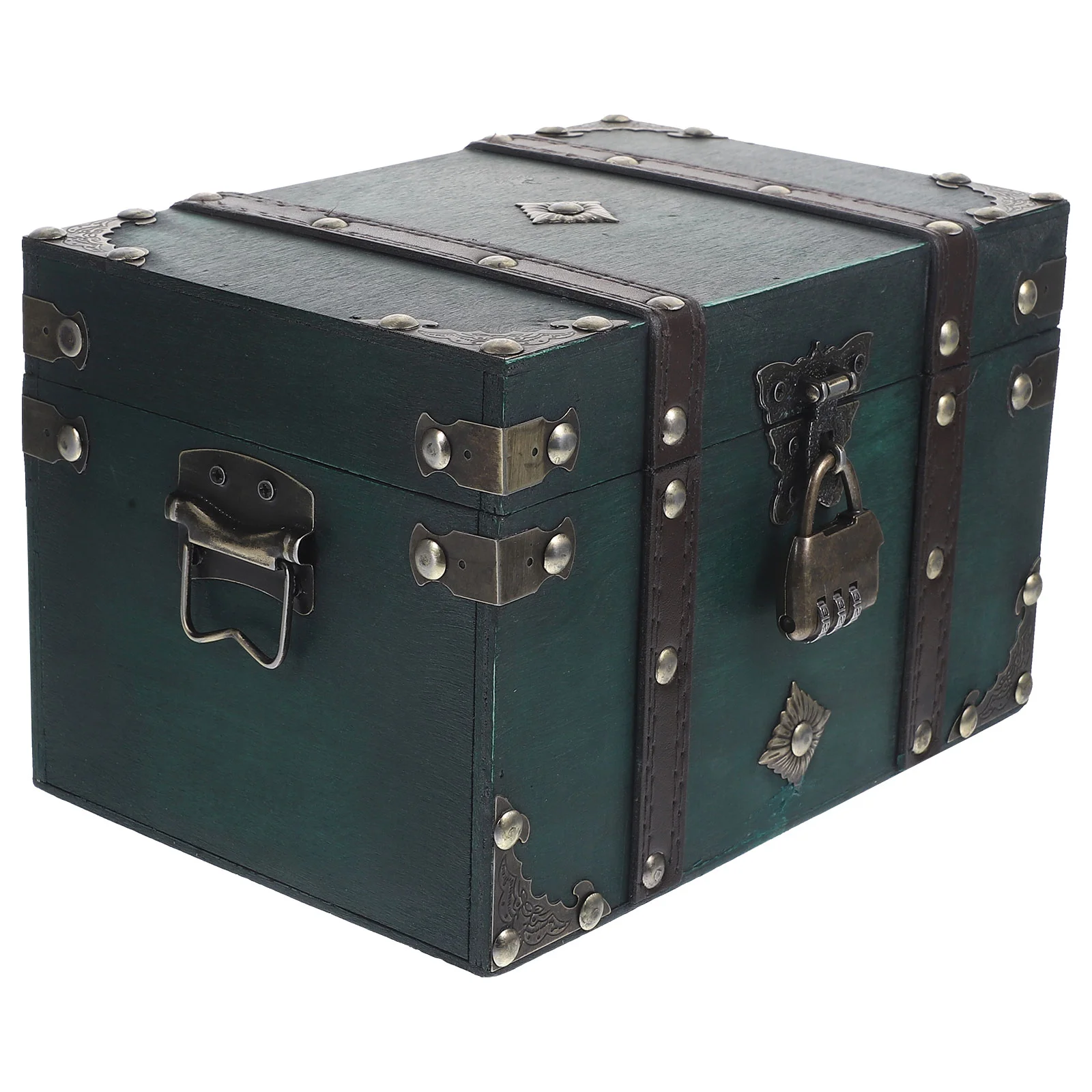 

Emerald Vintage Storage Box Treasure Chest Boxes Jewelry Retro Sundries Organizer Wood Wooden