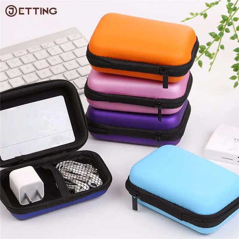 1PC Cosmetic Bags Hard Nylon Carry Bag 6 Colors Compartments Case Cover Headphone Earphone Jewelry Bag