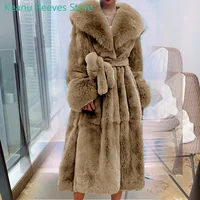 Winter Women Long Faux Fur Coat Thick Warm Mink Fur Jacket Feather Coats Oversized Outerwear Fur Collar Luxury Women's Clothing 1