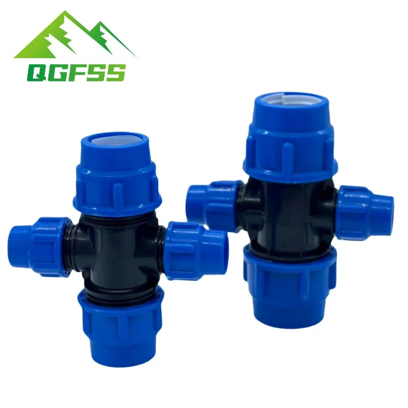 цена Plastic PE fittings quick Union Variable diameter four-way 20/25/32/40/50/63mm Garden Agriculture Tap Water Irrigation