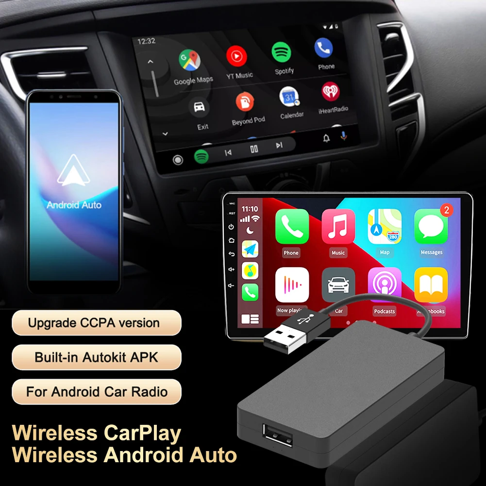 USB Wired/Wireless CarPlay Dongle Wired/Wireless Android Auto Adapter Mirrorlink Bluetooth Auto Connect For Android Car Stereo