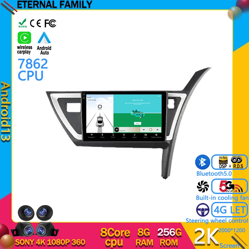 

Android 13 Car Radio Multimedia Video Player Navigation GPS For Toyota Auris 2 E180 2012 - 2015 Right hand Carplay Auto 4G BT