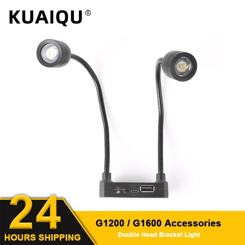 

360° Universal Hose LED White Light Illumination Lamp Mini Microscope G1200/G1600 Accessories Black Adjust Double Head Light