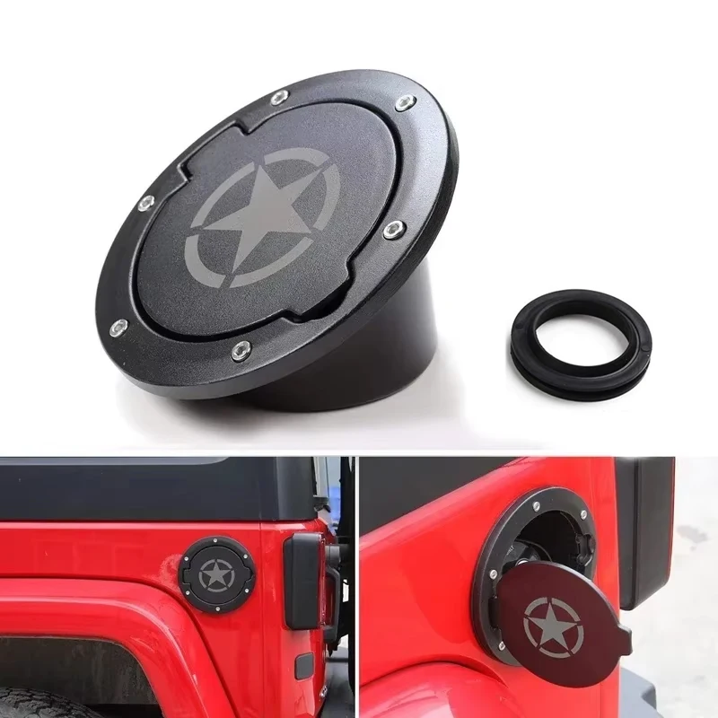 Gas Tank Cap Cover Fuel Oil Filling Port Aluminum Alloy Tank Cover For 2007-Jeep Wrangler Jk 4-Door 2-Door