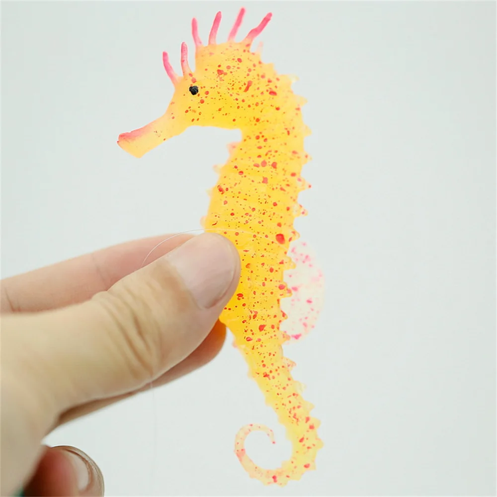 Artificial Hippocampus Silicone Night Luminous Landscaping Underwater Decorate Glow In Dark Aquarium Decoration Sea Horse 1pcs fish tank ornaments fish tank decorations aquarium ornaments mini landscape ornaments