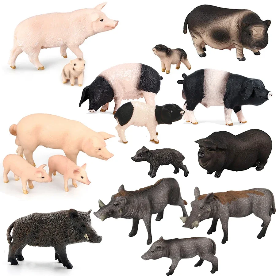 

Simulation Farm World Miniature Wild Boar Pig Warthog Pigs Action toy figures Educational Figurine Playset for Kids