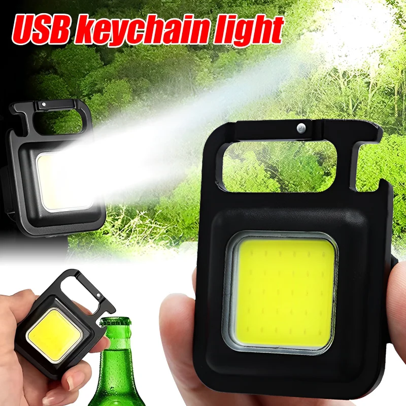 

Multifunctional Mini USB Pocket Flashlight Rechargeable Flashlight COB Work Light LED Keychains for Outdoor Camping Fishing