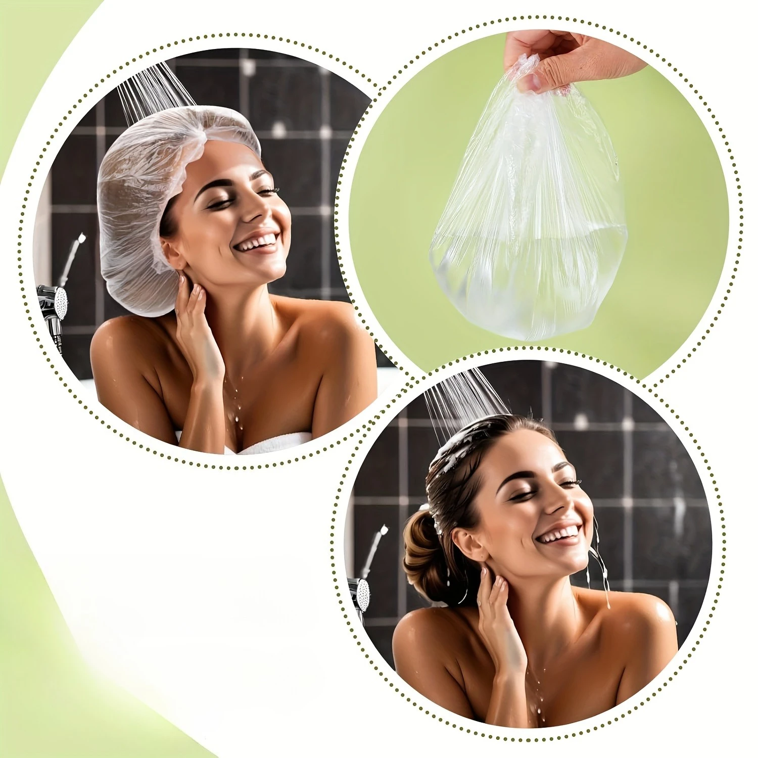 Cuffia da doccia monouso - Copricapo elastico di alta qualità adatto a donne con capelli lunghi e spessi, e trecce - per viaggi, spa - immagine 2