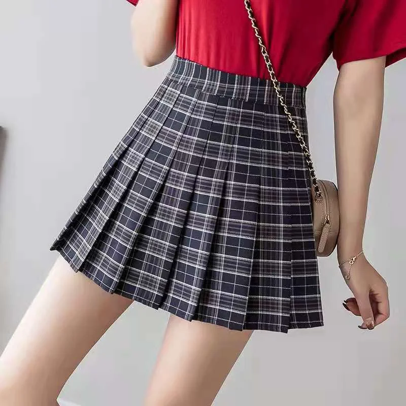 

Kawaii Skirt Pleated Plaid Skirt Black Mini Skirt Sexy Tennis Skirt Y2k Women Vintage Pleated Skirt Shorts Harajuku Kawaii Skirt