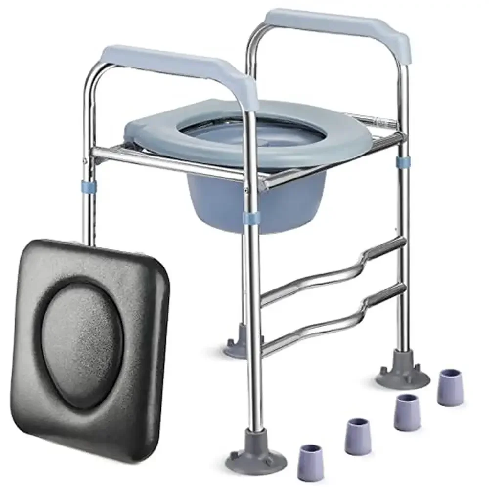 Adjustable Height Toilet Riser Safety Rail Portable Commode Stand Assistance Compact Elderly Handicap Toilet Seat Raiser Kit