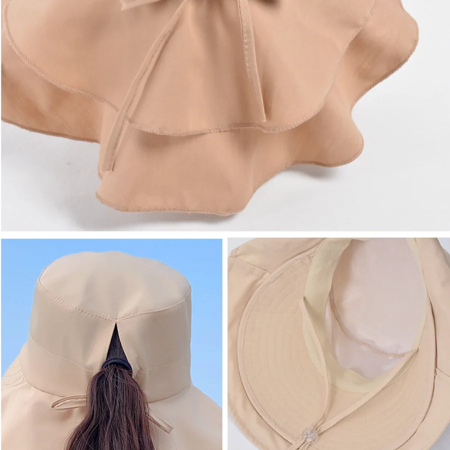 UV Protection Sun Hat With Neck Flap, Wide Brim Foldable Beach Hat For Women Outdoor Hiking Travel_voghion.com