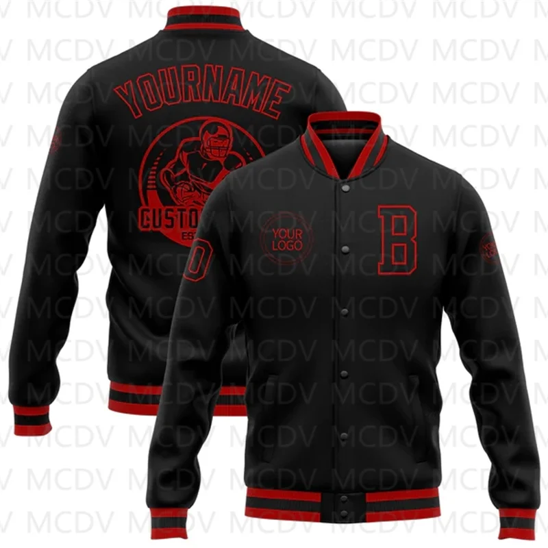 Custom Black Black-Gold Bomber Full-Snap Varsity Letterman Jacket