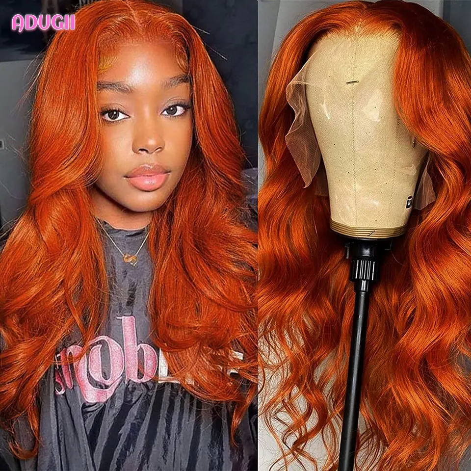 

13X4 Orange Ginger Lace Front Wigs Human Hair Body Wave Wig Brazilian Colored Virgin Human Hair Wigs for Women With Baby Hair