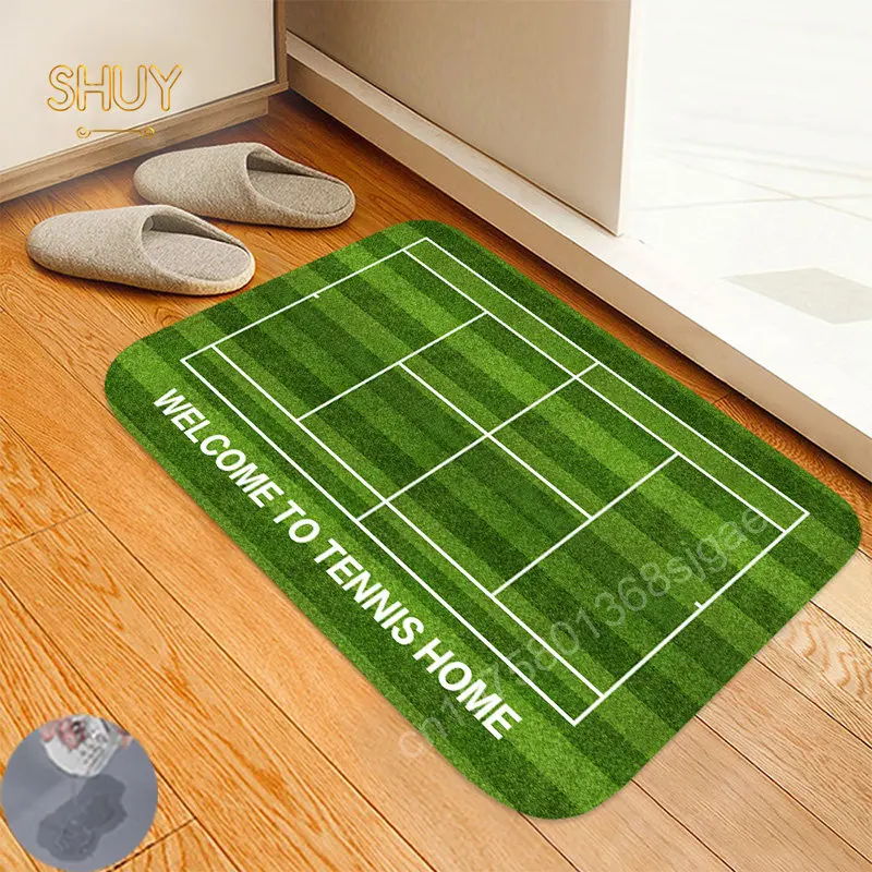 

Tennis Court Print Floor Mat Diatom Mud Super Absorbent Rugs Bathroom Toilet Door Foot Non-slip Carpet Home Entrance Doormats