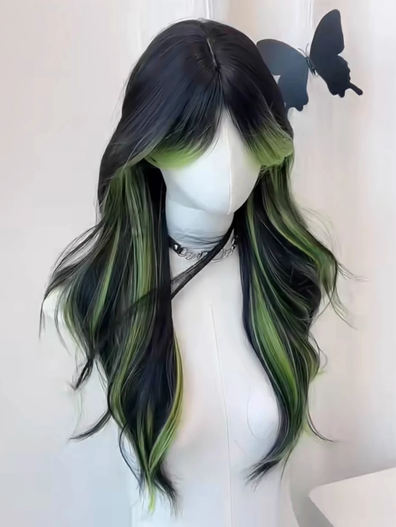 Black Green Synthetic Wig for Women Cosplay Party