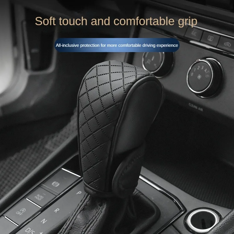 Car Shift Handle Cover PU Leather Non-slip Wear-resistant Universal Car Automatic Gear Sheath Decoration gear shift knob cover