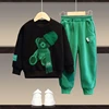 Autumn Baby Girls Clothes Set Children Boy Embroidery Cartoon Bear Sweatshirts Pullover Top and Pants 2 Piece Suit Kid Tracksuit