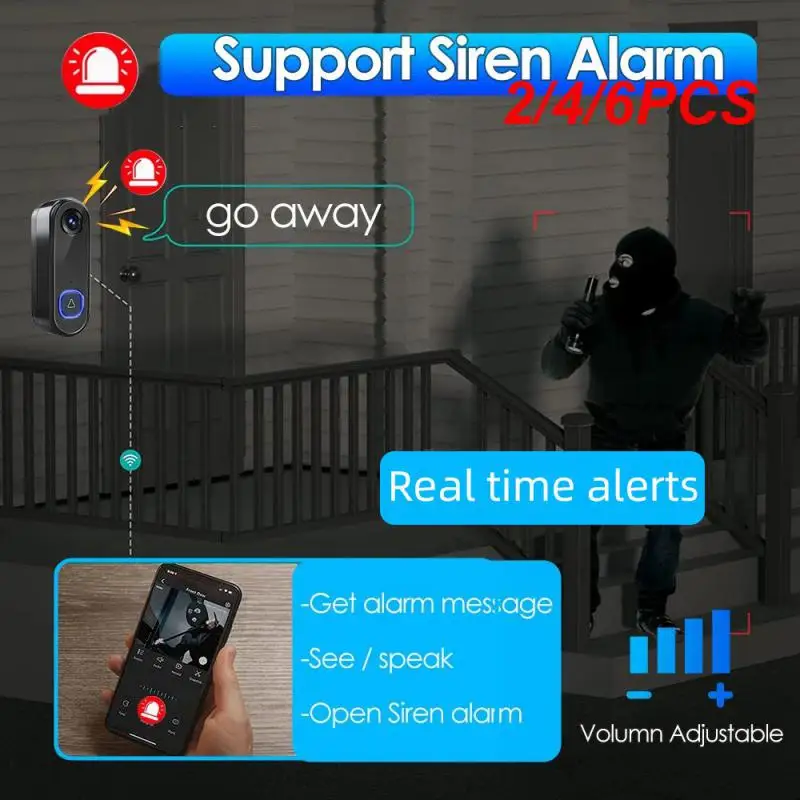 

2/4/6PCS Cloud Storage User-friendly Smart Convenient Secure Clear Video Two-way Audio Wireless Video Doorbell Security System