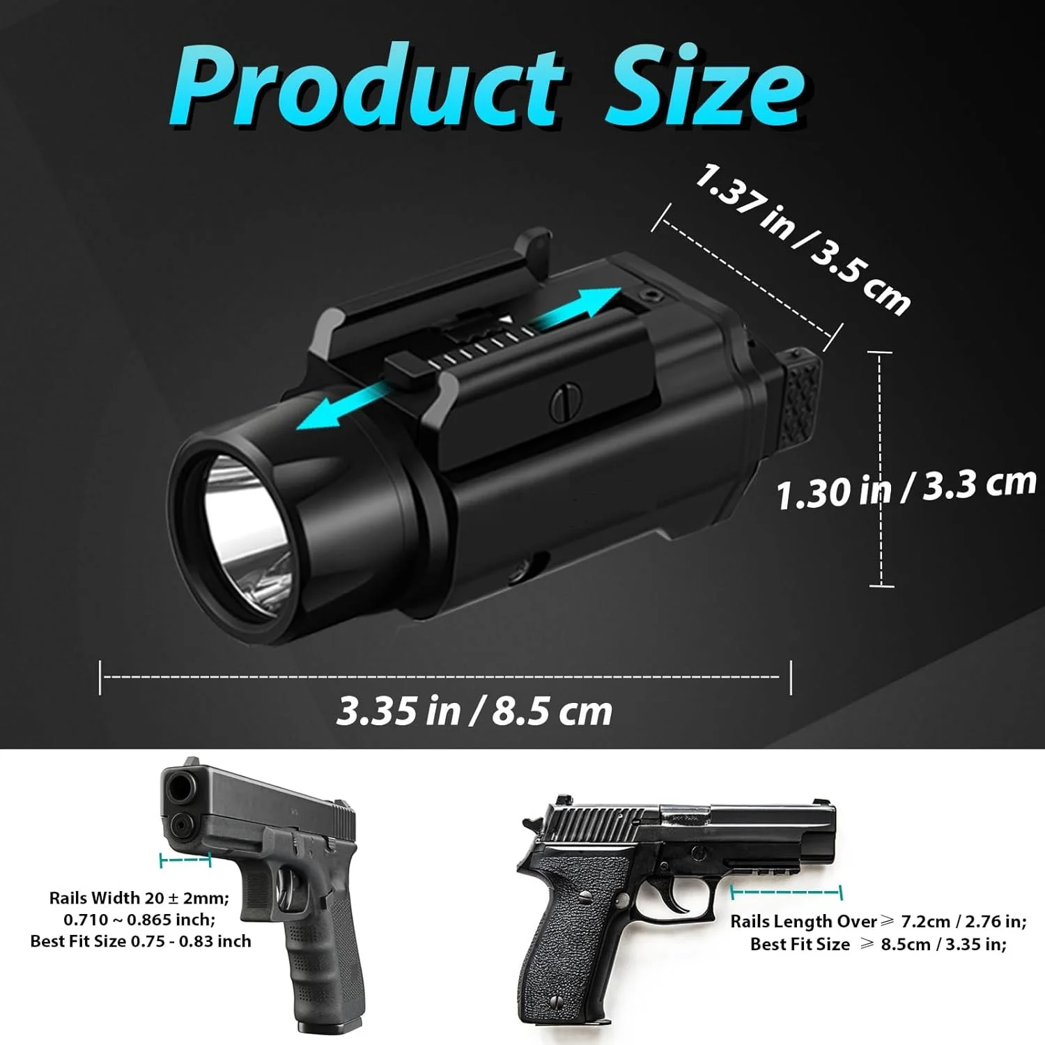 Description Picture 2 of itemRichfire SFD-077 Tactical LED Flashlight 1500LM Green Laser Weaponlight with Magnetic Charging for Taurus 20mm Rail Mounted