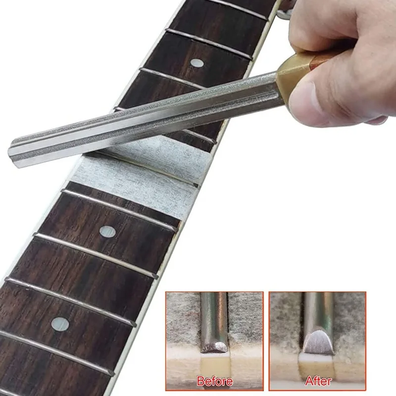 Guitar Fret Crowning Luthier File Fret Trimming Repairing Tool 2 Pcs Neck Protection Wooden Accessories