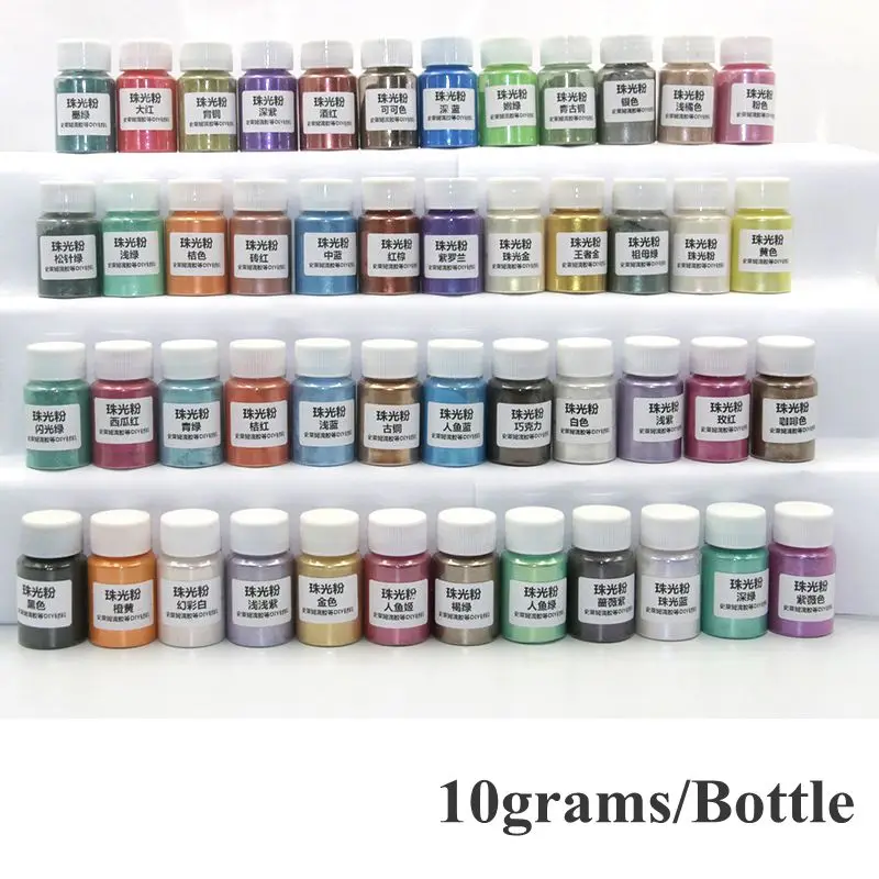 Polarized Color Pearl Mica Powder 10g/Bottle Slime Soap Candle Epoxy Resin Colorant Pearlescent Pigments Nails Oil Gel Toner mica powder
