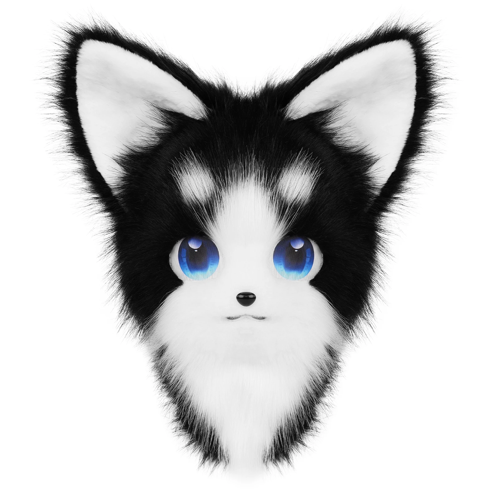 Animal Furry Fursuit Head Mask Plush Cat Fox Mask Costume Props for Halloween Cosplay Party