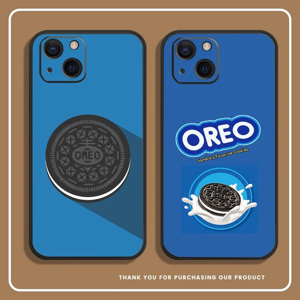 O-Oreo Custodia Per Telefono Con Biscotti Al Latte Al Cioccolato Per Iphone 14,13,12 Mini 11 Pro Xr,X,Xs,Max 6S,7,8 Plus Cover In Silicone Soft Black