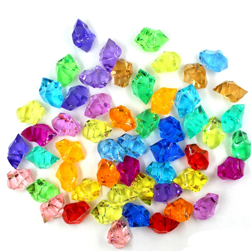 100 PCS Plastic Gems Ice Grains Colorful Small Stones Kids Acrylic