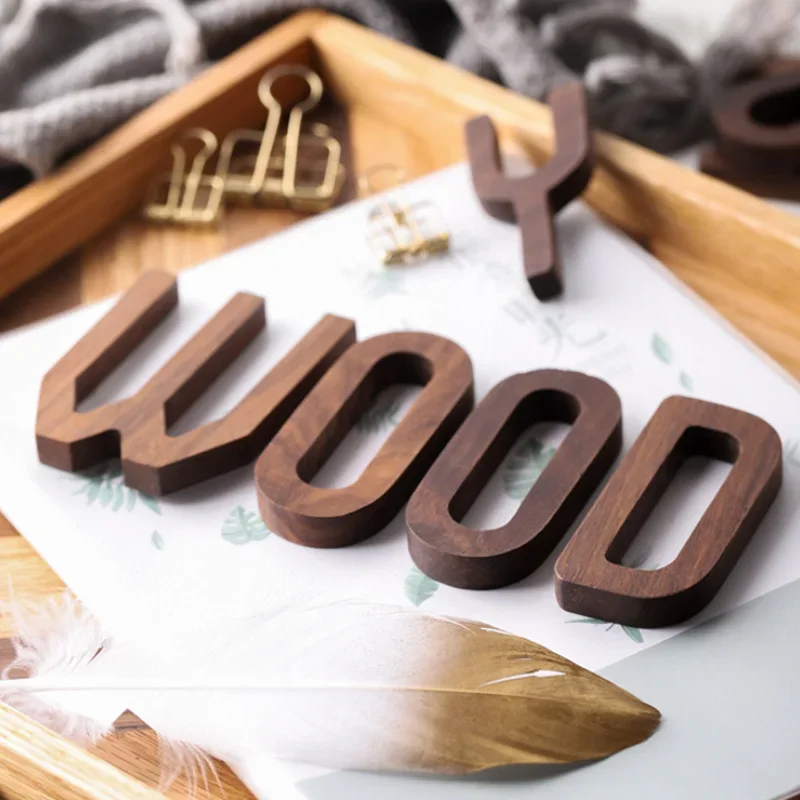 Wooden Letter Decor Nordic Style Black Walnut Decorative Letters Set DIY Wooden Alphabet Wall Art Combination Home Decor Letter Comb