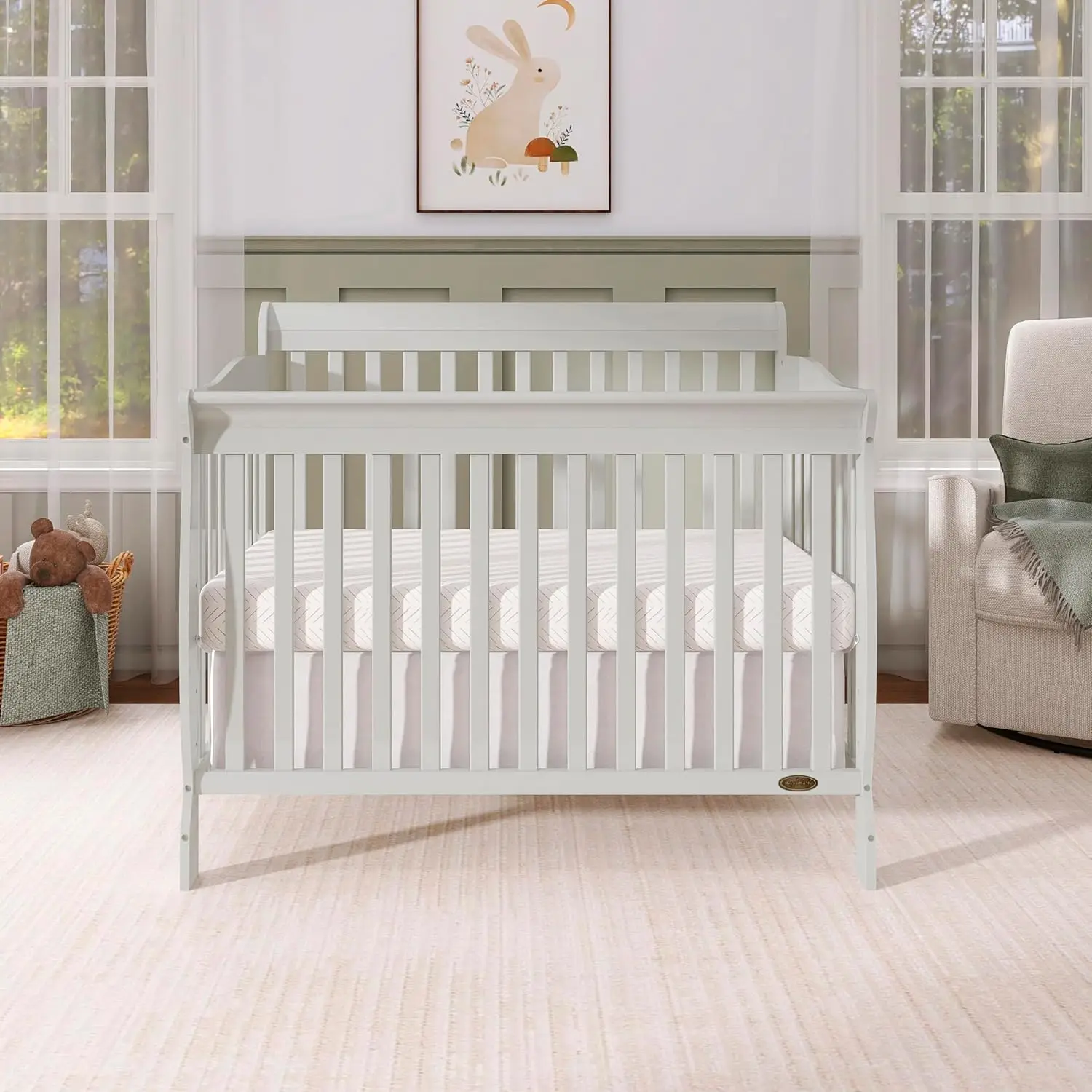 Ashton 4-In-1 Convertible Crib In Grey, Greenguard Gold, JPMA Certified, Non-Toxic Finishes, Features 4 Mattress Height Settings