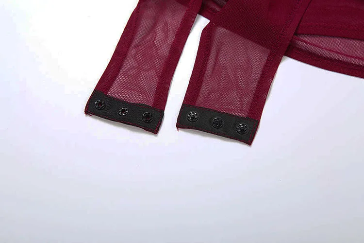 Nibber Slim Durchsichtiges 2-teiliges Set für Damen, Rollkragenpullover, volle Ärmel, Bodys + pelziges Patchwork, hohe Röcke, sexy Mesh-Outfits – Detail 8