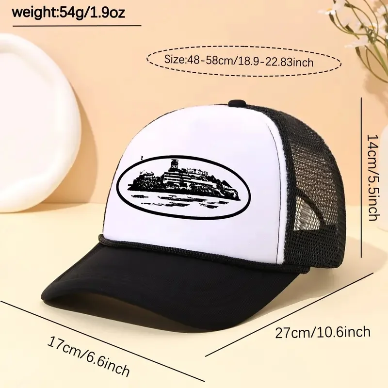 A trendy city scenery mesh dad hat | Adjustable breathable baseball cap | Unisex sun hat | Outdoor activities/daily wear/party a