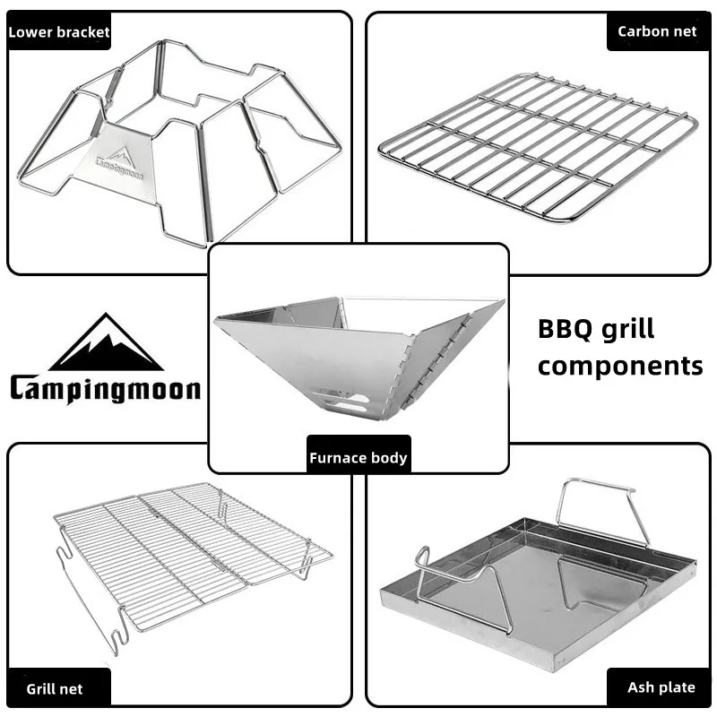 Steel Folding Portable BBQ Grill Stove Campingmoon MT-2 Outdoor Camping Picnic Set Camping Barbecue Rack - Image 4