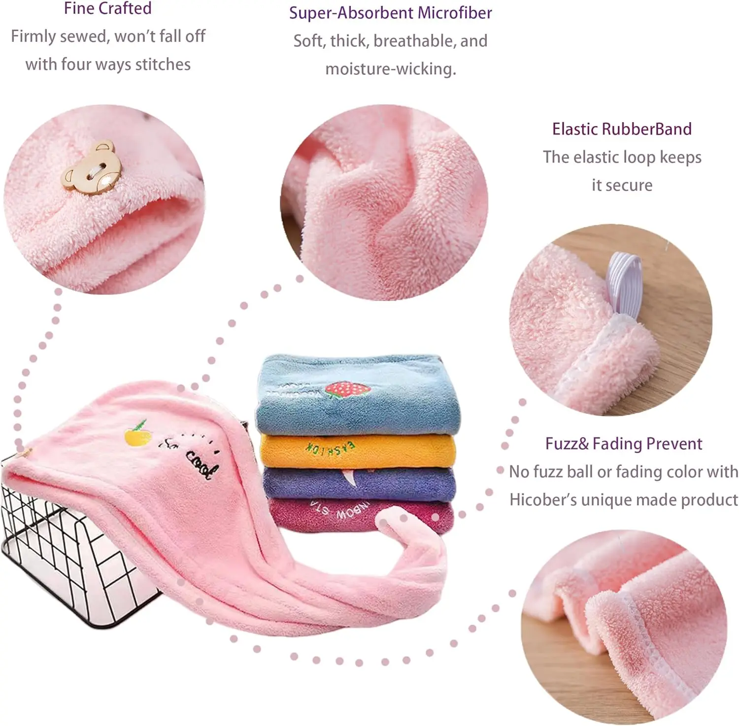 Quick Dry Hair Towel Wrap Microfiber Towel Soft Drying Cap with Embroidery,microfiber towel,dry hair cap