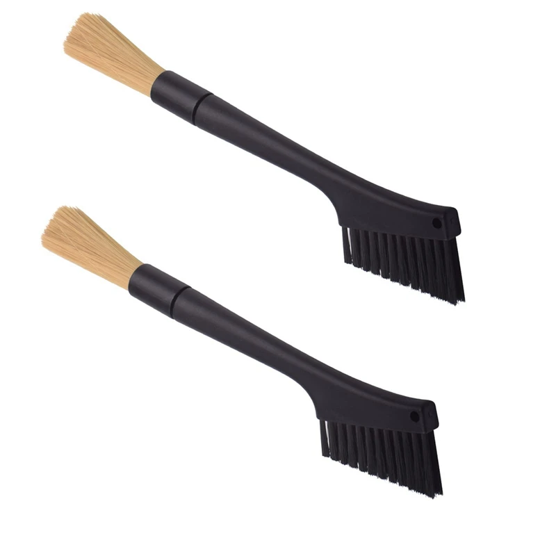 커피 머신 청소 브러시, 탈착식 이중 목적 더스팅 에스프레소 연마기 브러시 액세서리, 2 팩