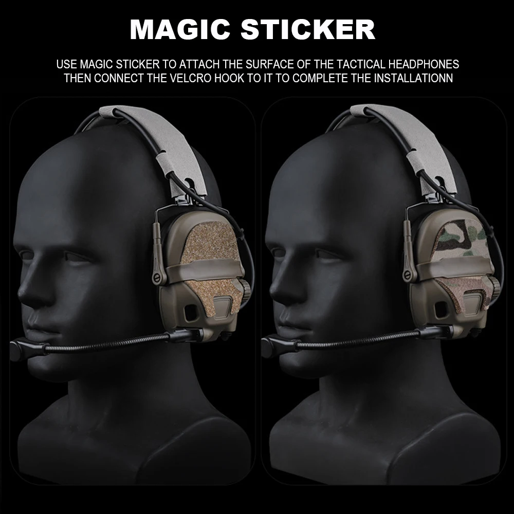 Tactical Headset Sticker Camouflage Magic Patch for GEN 6 AMP Style Shooting Anti Noise Headphone Hearing Protection Earmuffs
