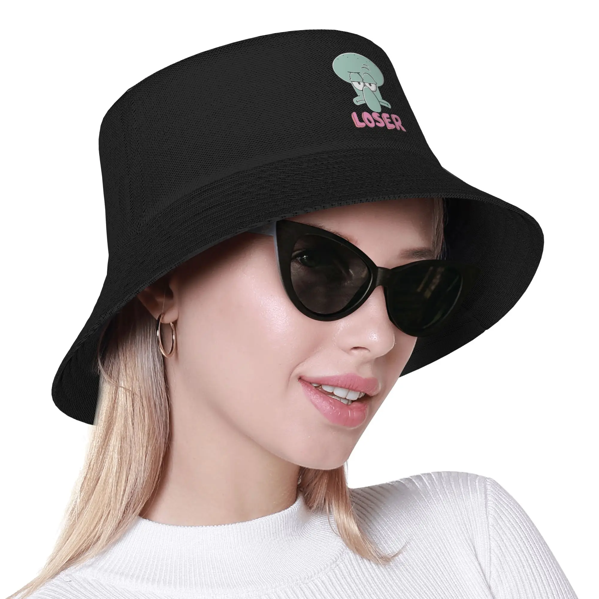 Spongebobs Bucket Hat Squidward Loser Outdoor Fisherman Caps Tragbare Jagd-Sonnenschutzhüte für Männer und Frauen, lustige Design-Kappe – Detail 2