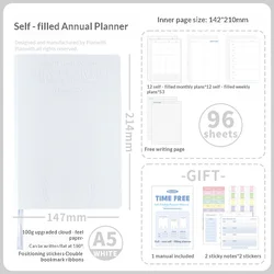 Planwith Undated Daily Planner - Premium A5 Notebook with 12 Monthly Plans, 53 Weekly Pages, Stickers, and Manual Organizer Journal (A5 White Notebook)