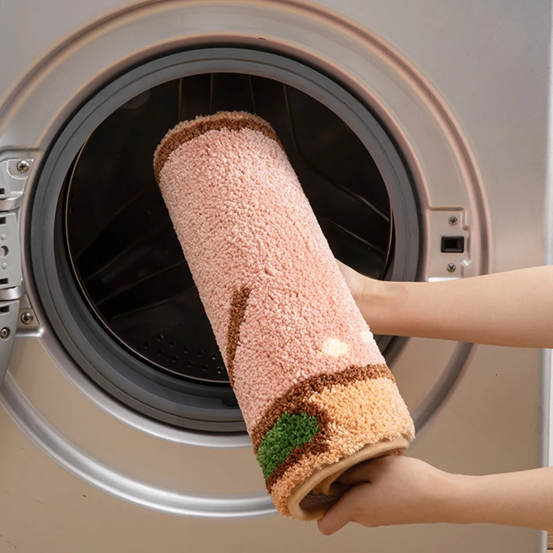 Peach Shape Bathroom Rugs Micro-fiber Floor Mat Anti-skid Carpet Strong Absorbent Flocking Quick Drying Home Floor Mat 3