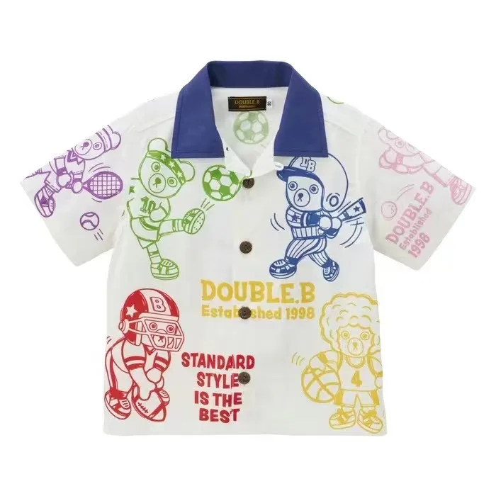 Boys' ShirtsSummer Trendy Resort-Style Short Sleeve Single-Breasted Shirt Tops