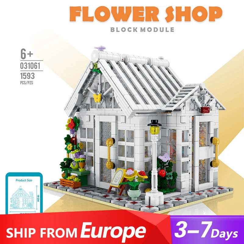 Blumenladen Stadtmodell mit LED-Beleuchtung für Erwachsene