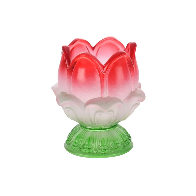 Glass Candle Holder Lotus Decoration Windproof Buddha