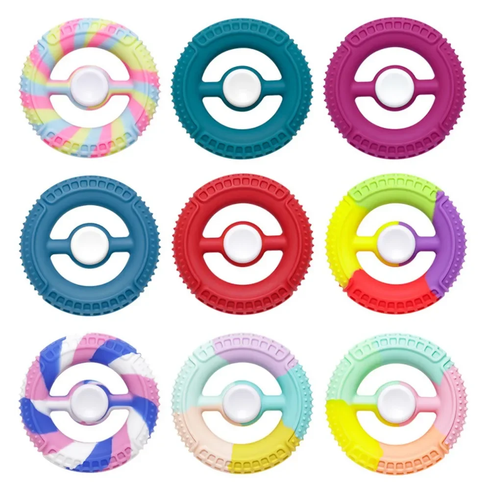 Round Silicone Fidget Rotating Spinner Hand Gripping Ring Finger Forearm Trainer Gyroscopes Decompression Toy Gifts for Children 2
