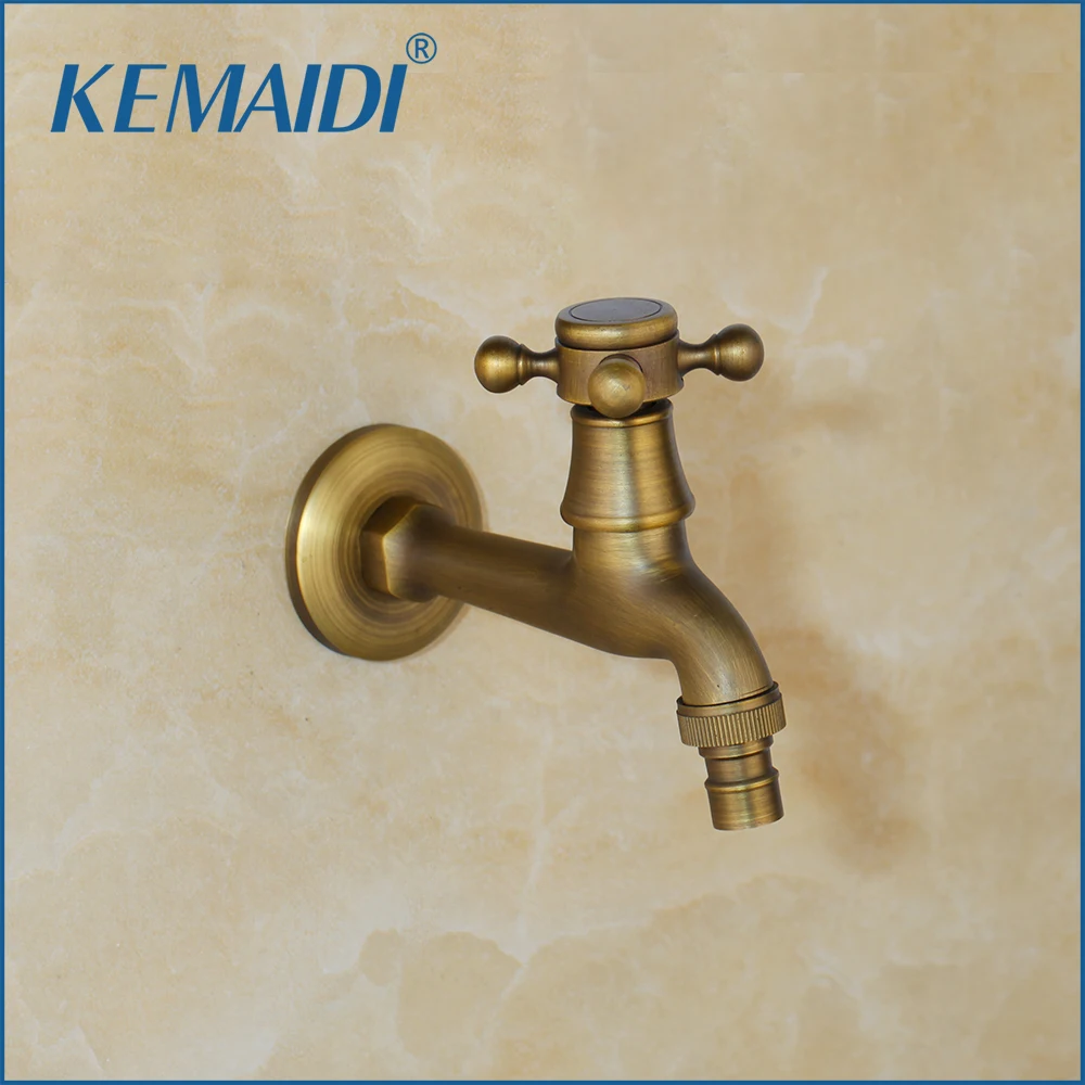 

KEMAIDI Antique Brass Washing Machine Faucets Bathroom Single Cold/Handle Wall Mounted Basin Sink Torneira Faucet Tap